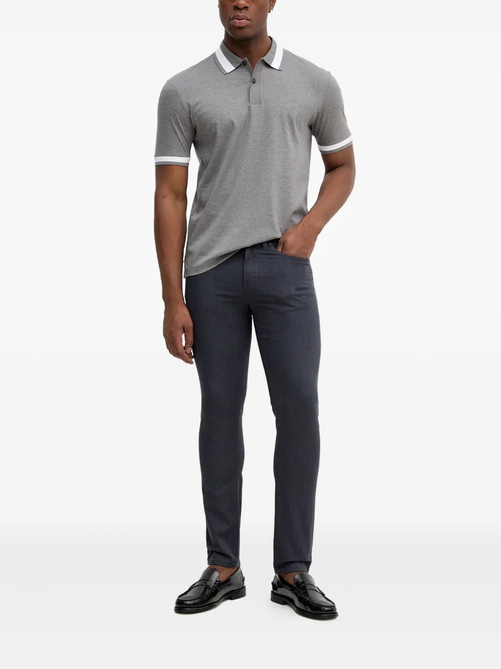 BOSS collar-polo shirt - Grijs