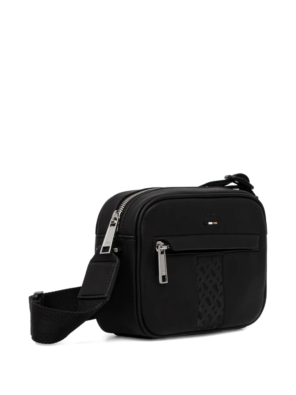 BOSS logo-detail messenger bag - Zwart