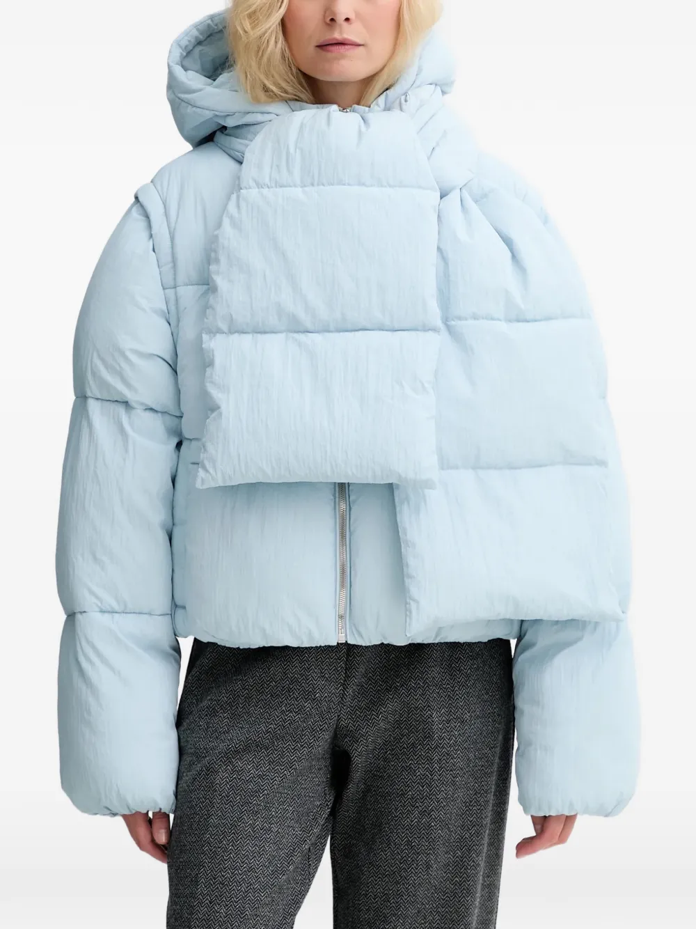 BOSS quilted-design hooded jacket - Blu