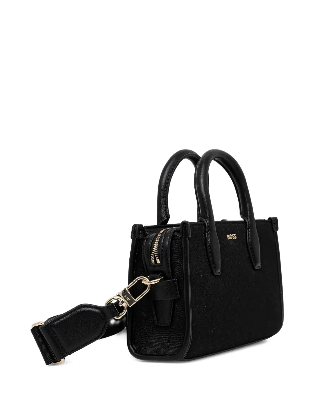 BOSS logo monogram tote bag - Zwart