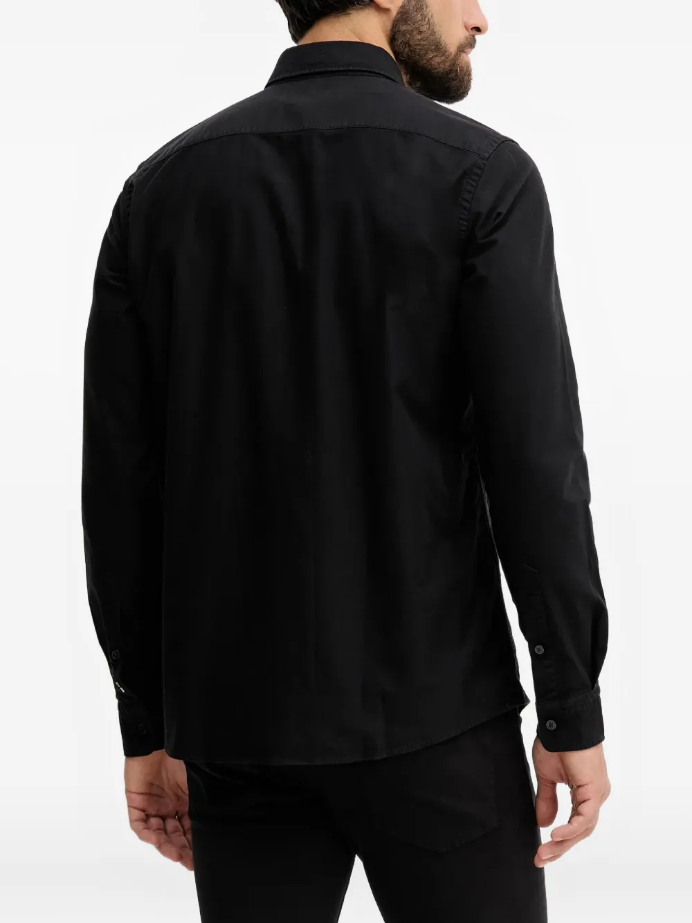 BOSS Overhemd met geborduurd logo en knopen Zwart