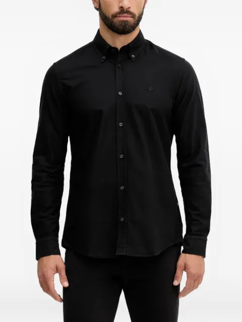 BOSS buttoned embroidered-logo shirt