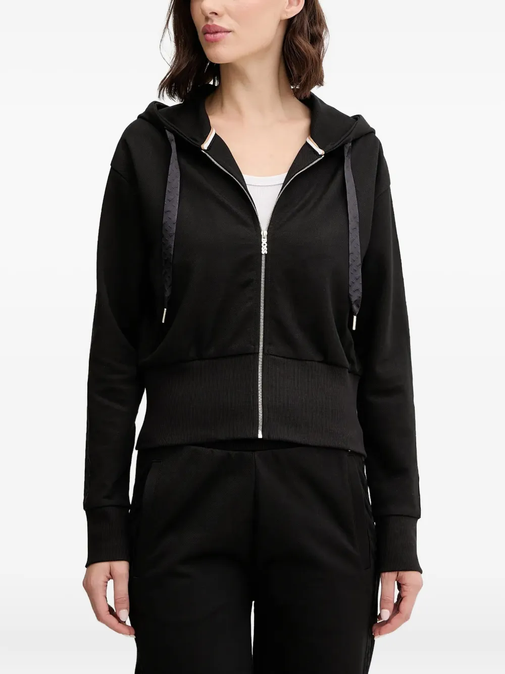 Hugo Boss Zip-up Hoodie In Black