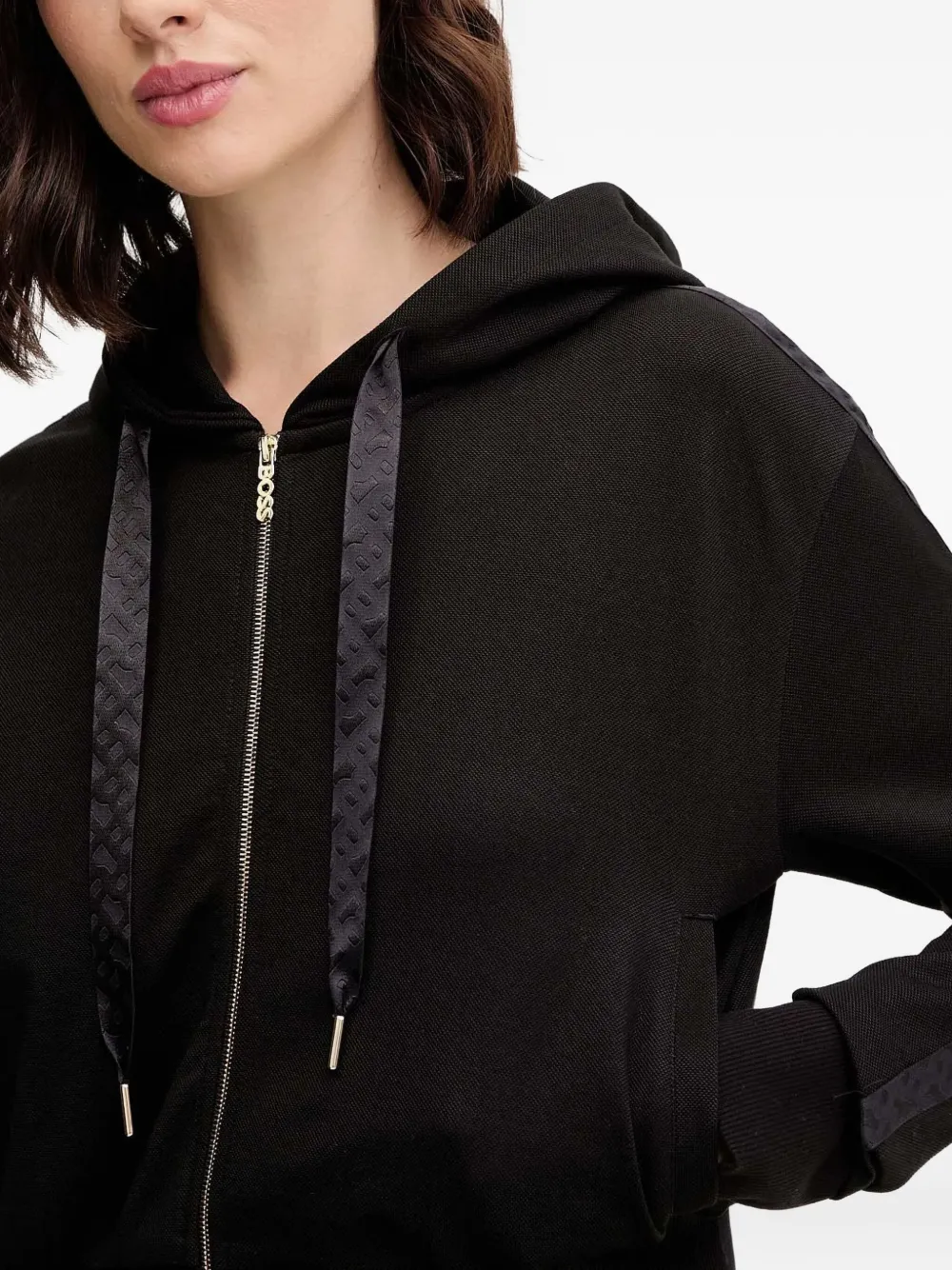 Hugo Boss Zip-up Hoodie In Black