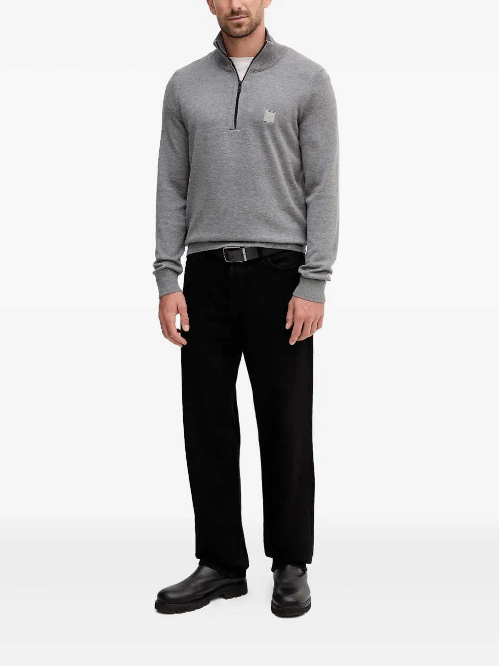 BOSS zip-up logo-patch sweater | Knitted Sweaters | Image 2