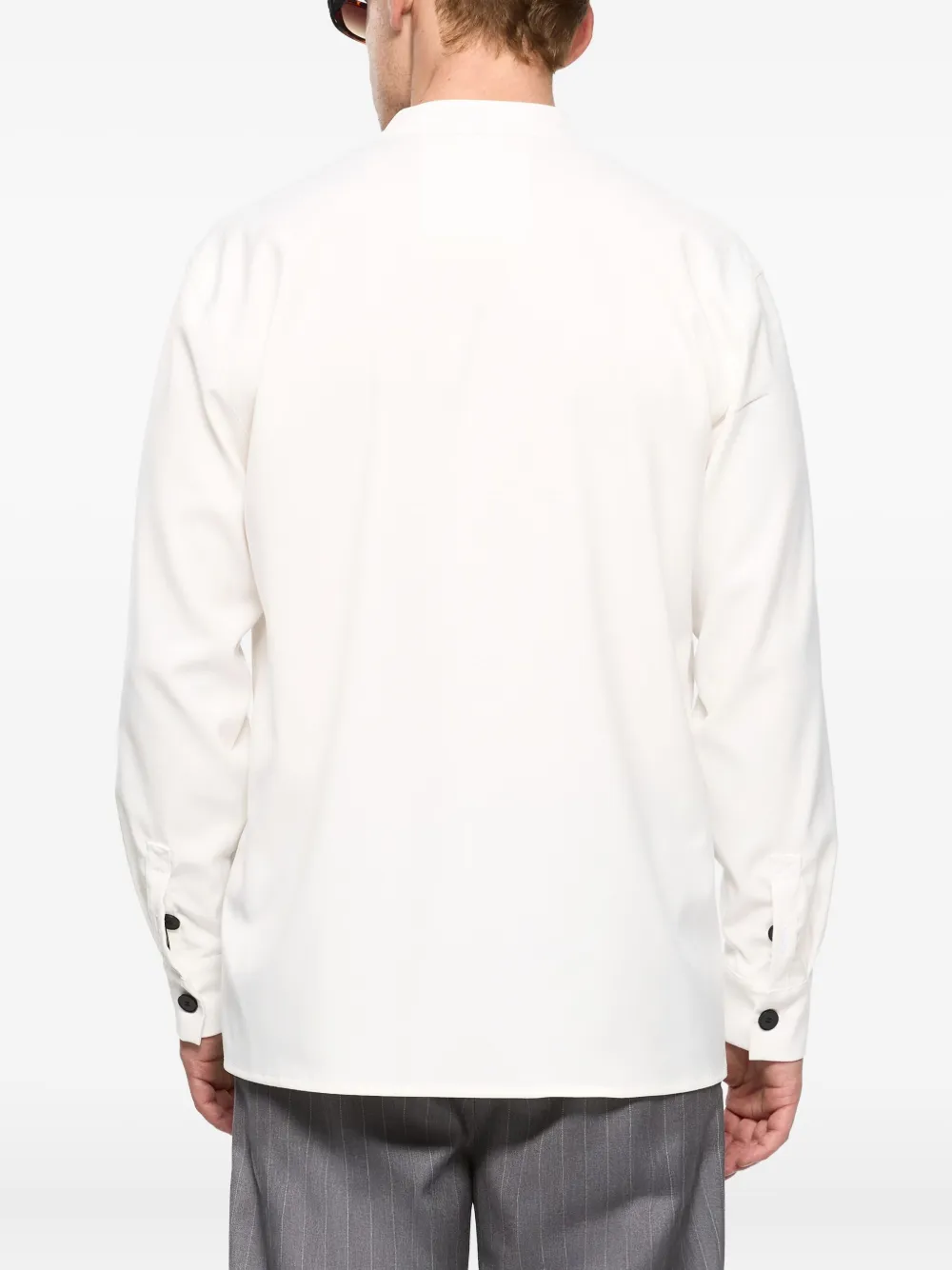 Hamza Button Band-collar Shirt In White
