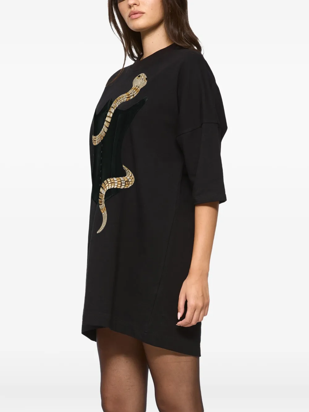 Hamza Eva Printed Mini Dress In Black