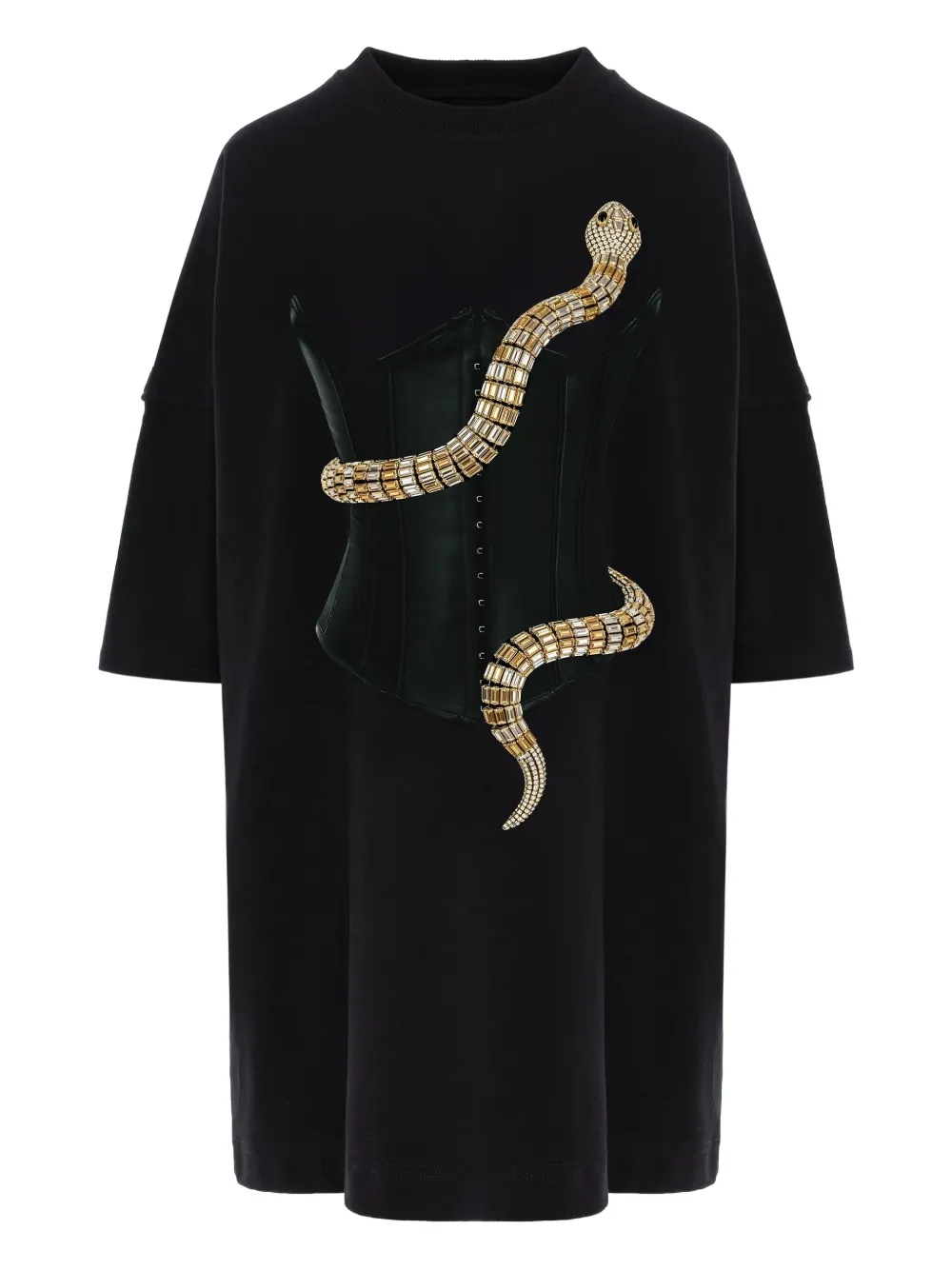 Hamza Eva Printed Mini Dress In Black