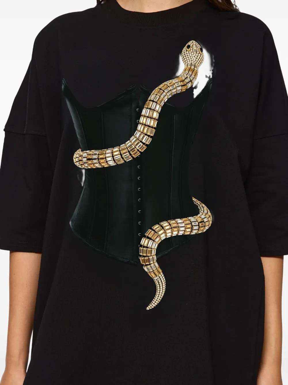 Hamza Eva Printed Mini Dress In Black