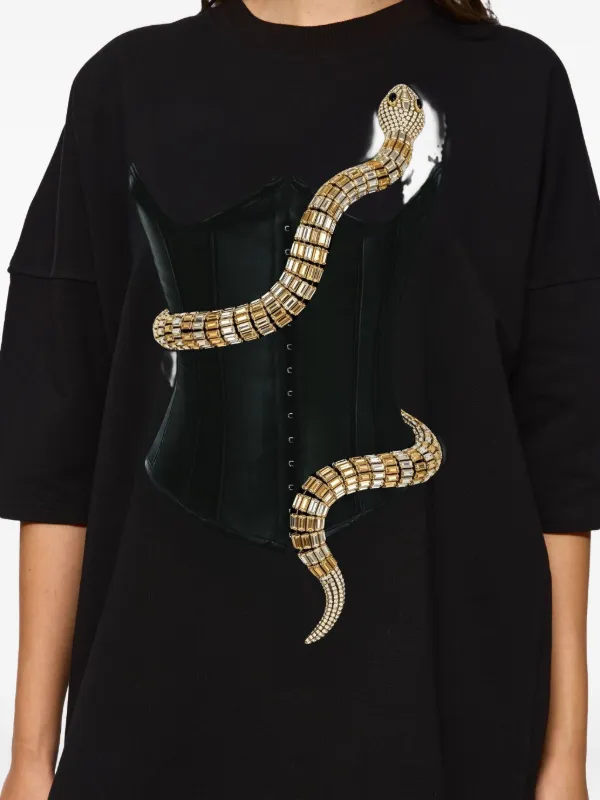 HAMZA Eva Printed Mini Dress | Black | FARFETCH