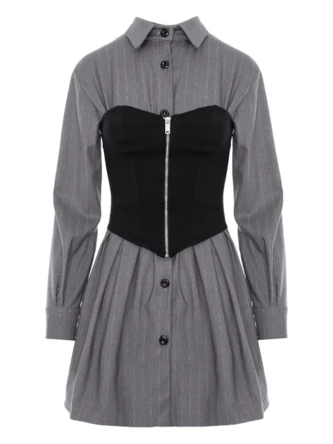 HAMZA Maris pinstriped zip mini dress
