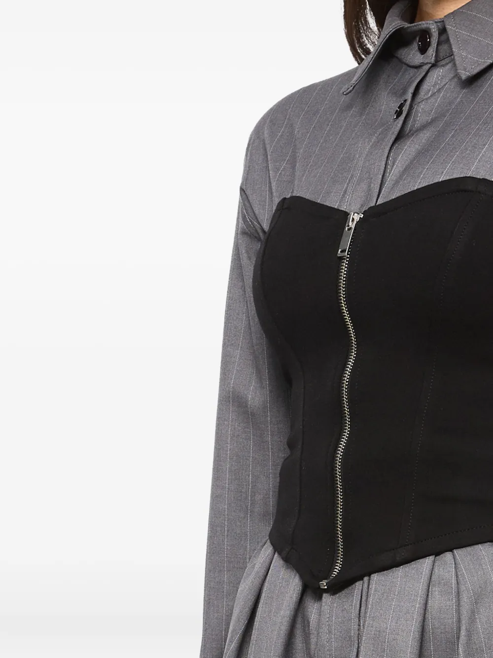 HAMZA Maris mini-jurk met krijtstreep en rits Grijs