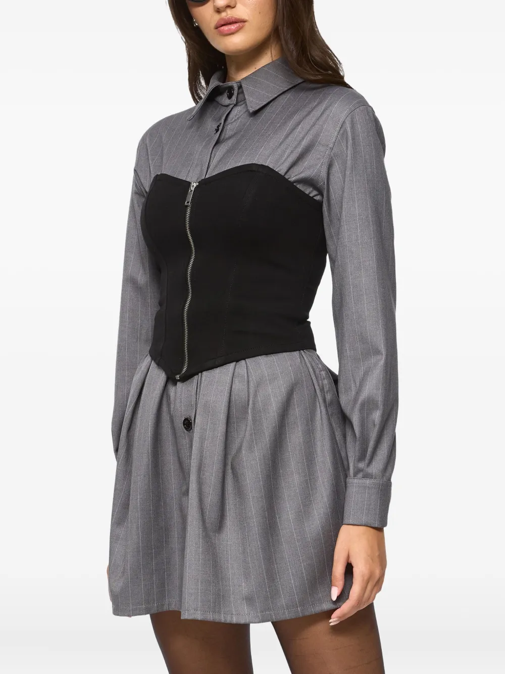 HAMZA Maris mini-jurk met krijtstreep en rits Grijs