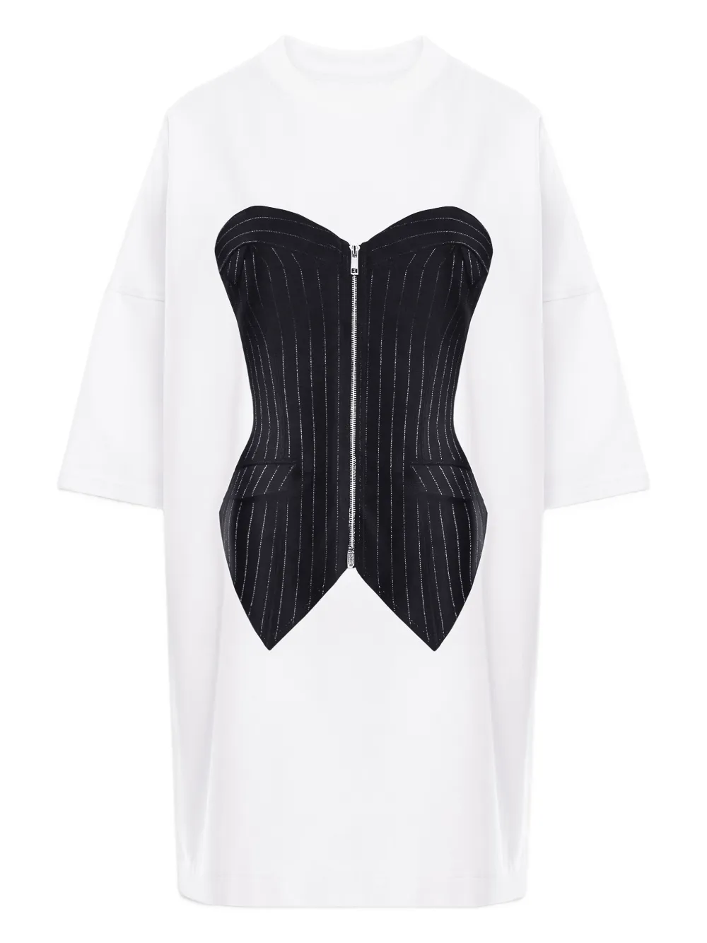 HAMZA stripes printed mini dress | White | Image 1
