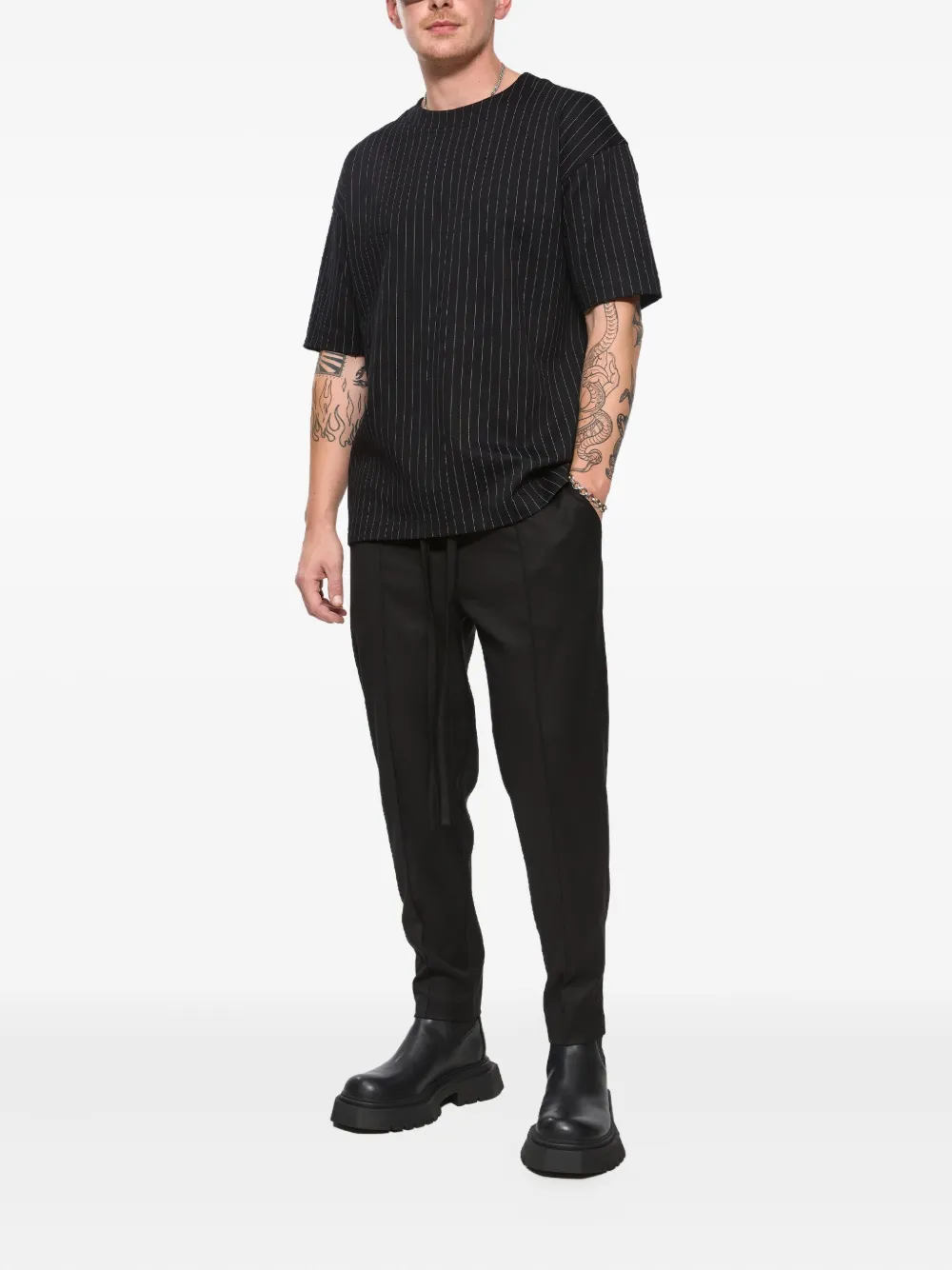 HAMZA striped T-shirt - Zwart