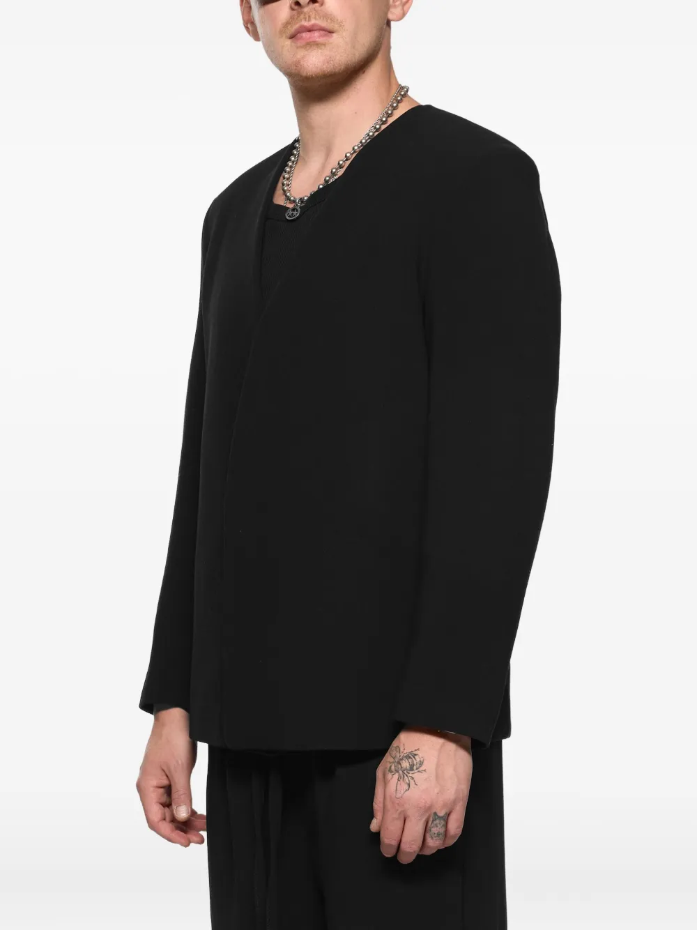 Hamza V-neck Jacket In Black