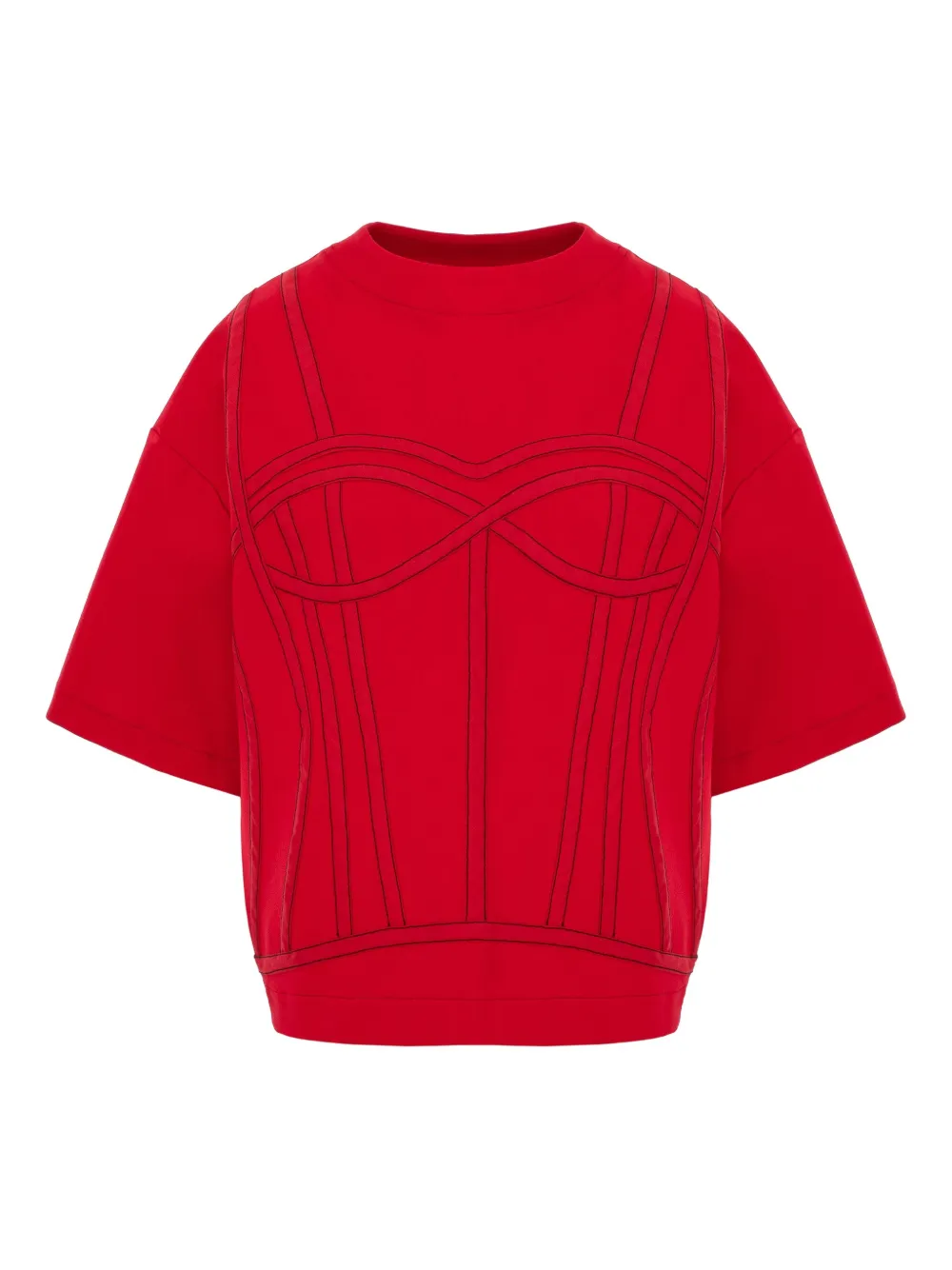 HAMZA Karo panelled top | Red | Image 1