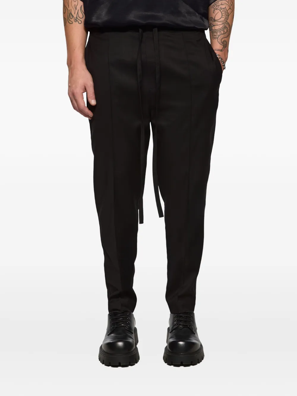 Hamza Drawstring Panelled Trousers In Black