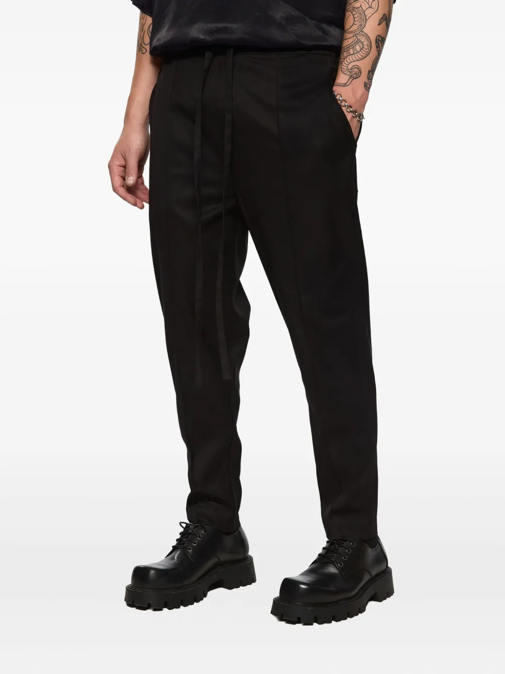 Hamza Drawstring Panelled Trousers In Black