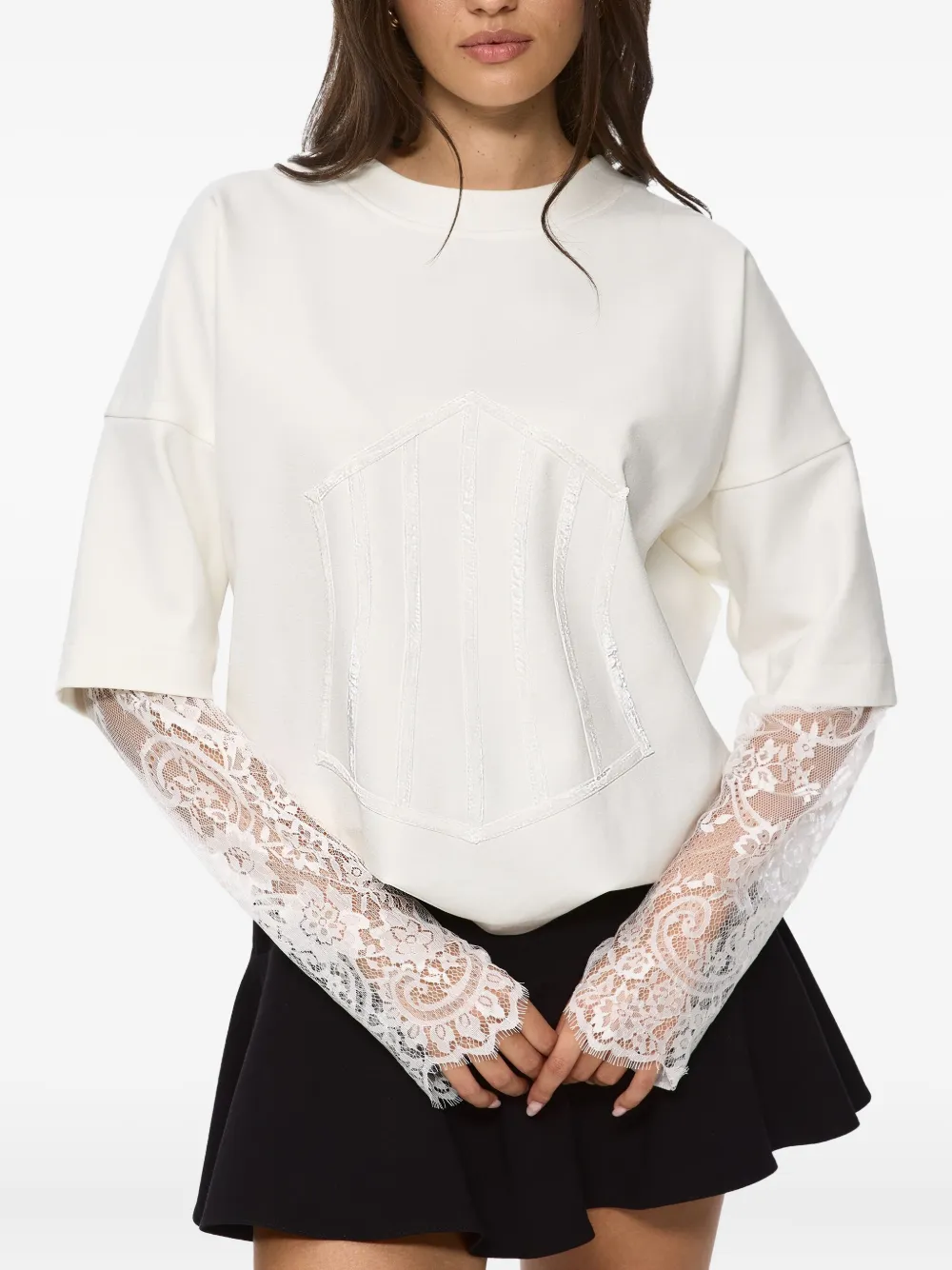 HAMZA lace-sleeve corset-detail top | T-Shirts & Jersey Shirts | Image 2