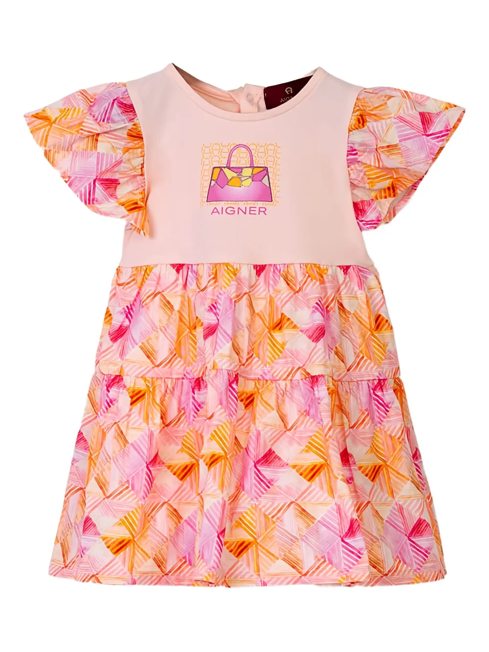 Aigner Kids Abito con stampa e ruches - Rosa