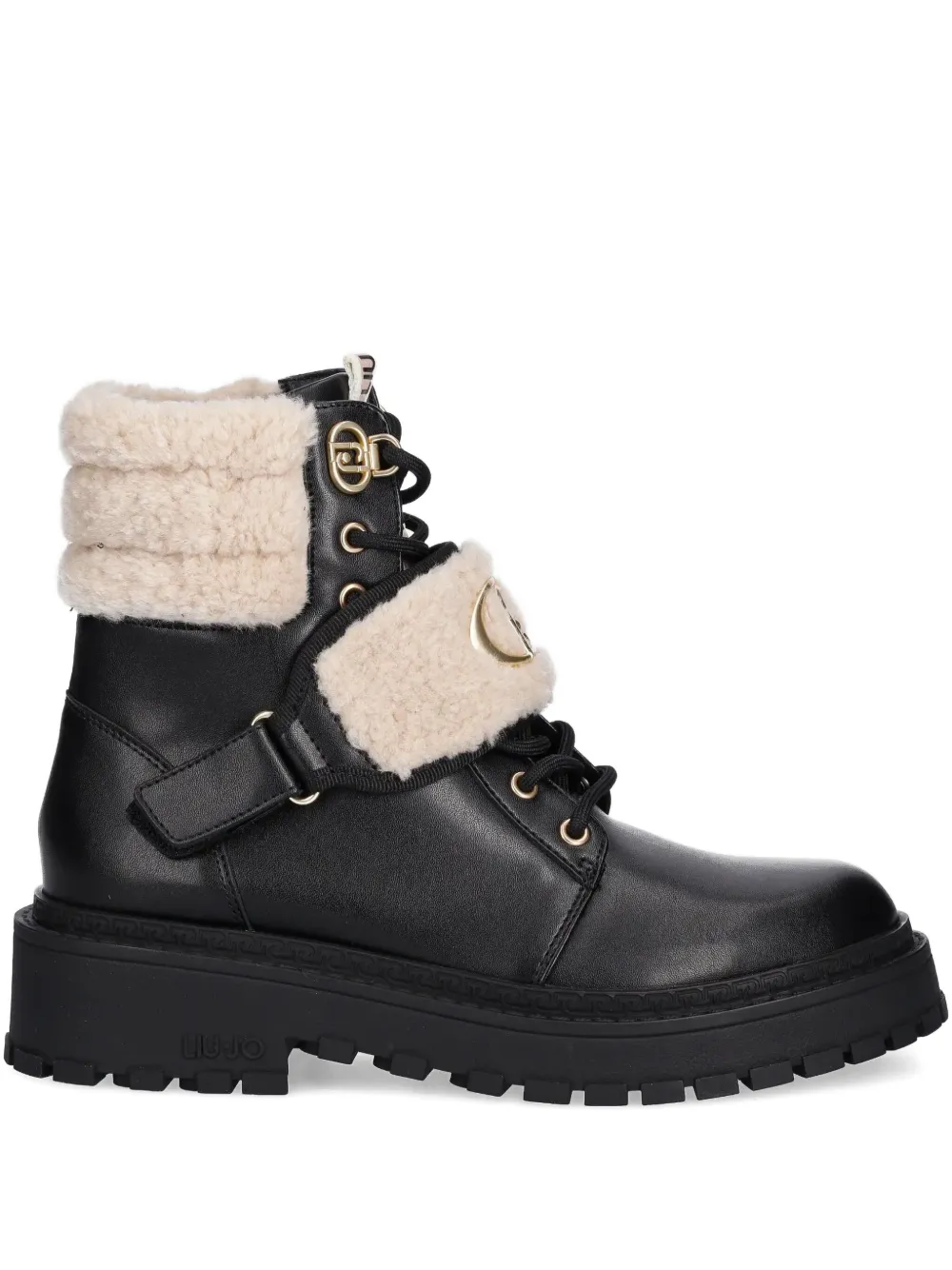 LIU JO faux fur-trim combat boots | negro | Image 1