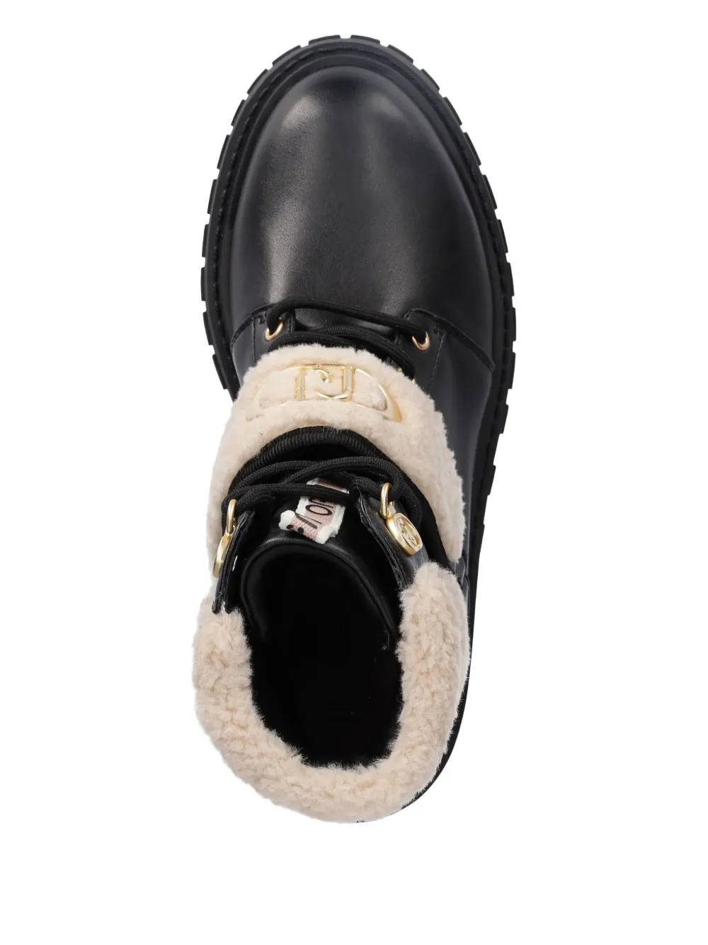 Liu •jo Faux Fur-trim Combat Boots In Black