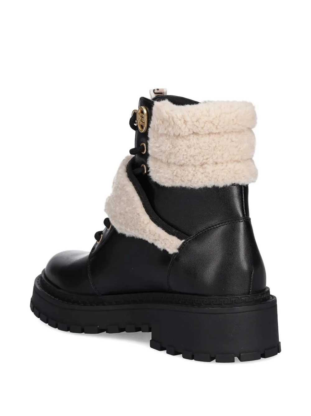 Liu •jo Faux Fur-trim Combat Boots In Black