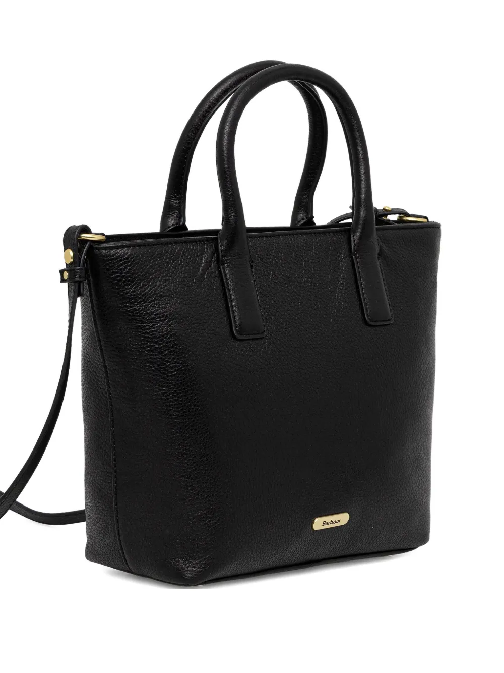 Barbour Birch Leather Tote Bag In Black