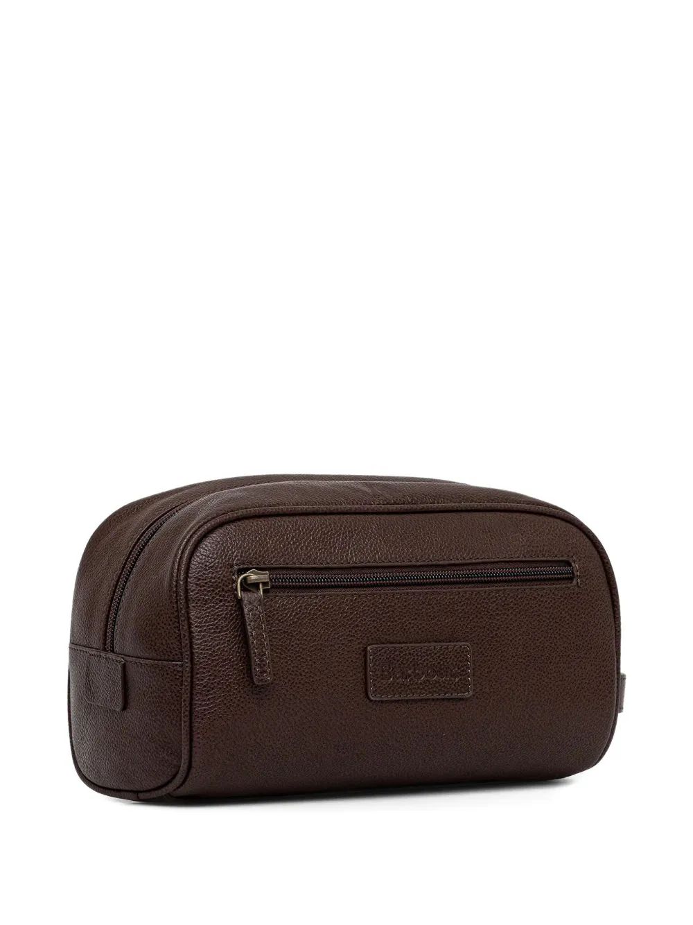 Barbour Leather Wash Bag In Brown
