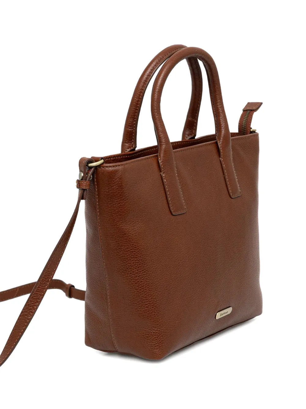 Barbour Birch Leather Tote Bag In Brown