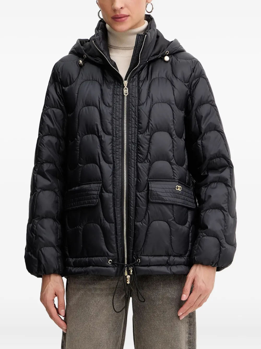 LIU JO hooded-neckline quilted jacket - ブラック LIU JO hooded-neckline quilted jacket - ブラック