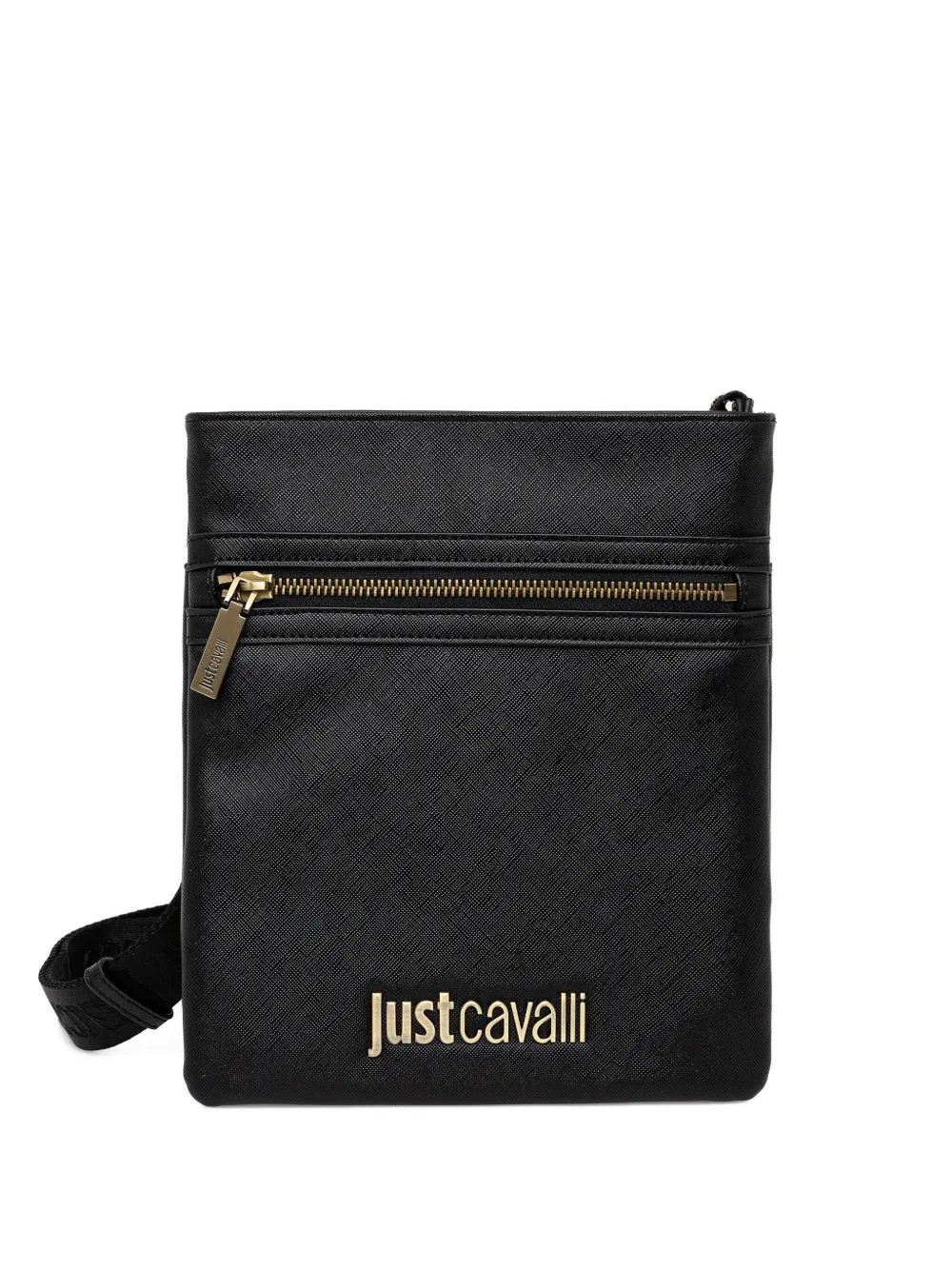 Just Cavalli zip logo messenger bag | Black | Image 1