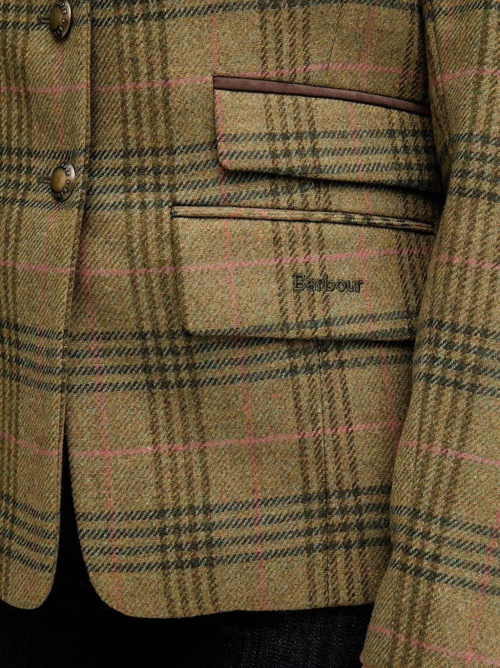 Barbour Check-pattern Blazer In Green