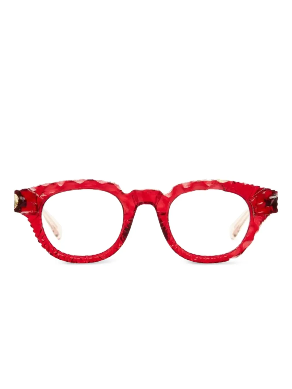 Kuboraum S1 leaf-effect round-frame glasses | Red | Image 1