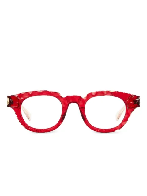 Kuboraum S1 leaf-effect round-frame glasses