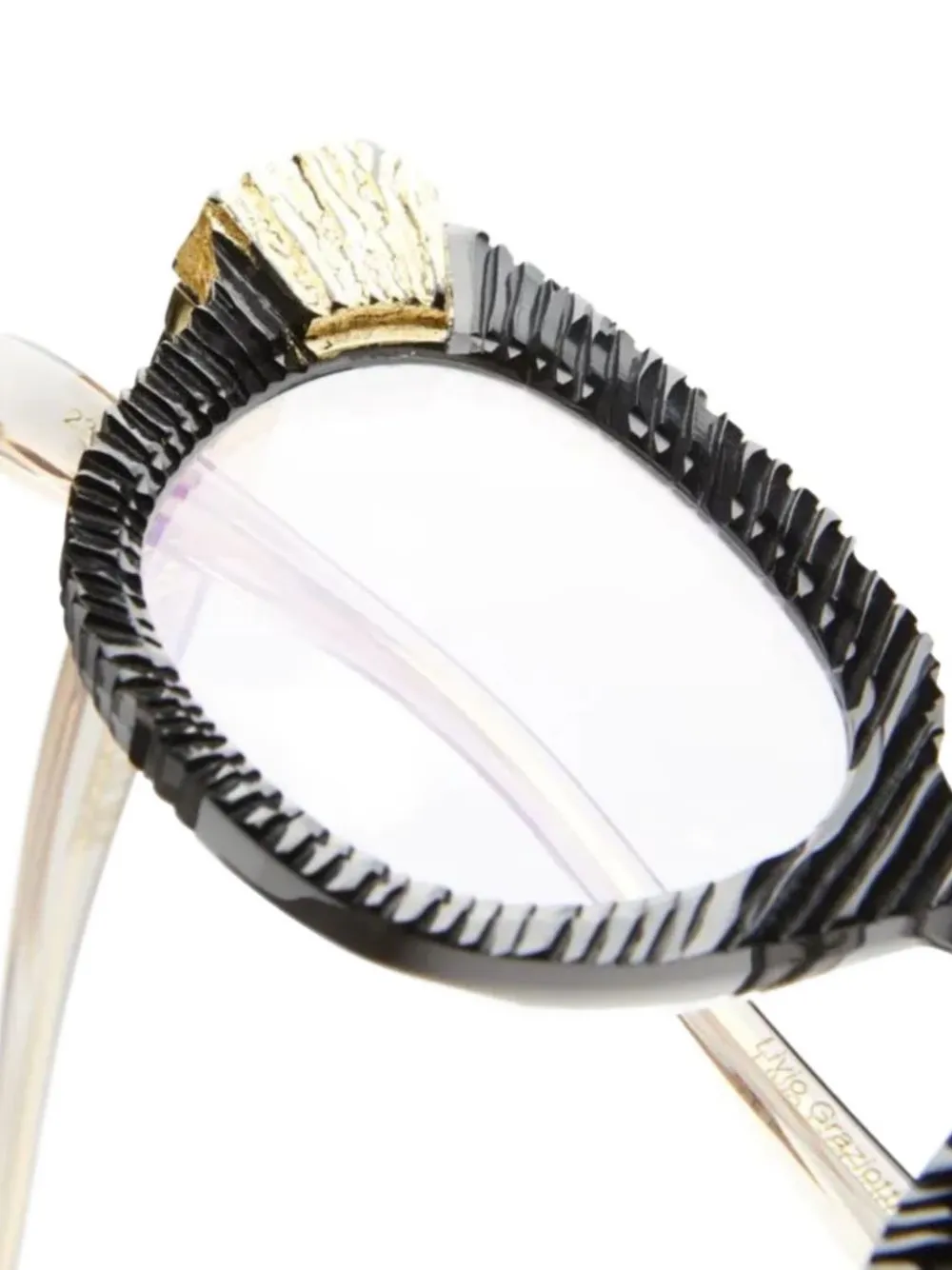 Kuboraum S1 bril met rond montuur en blader-effect Zwart