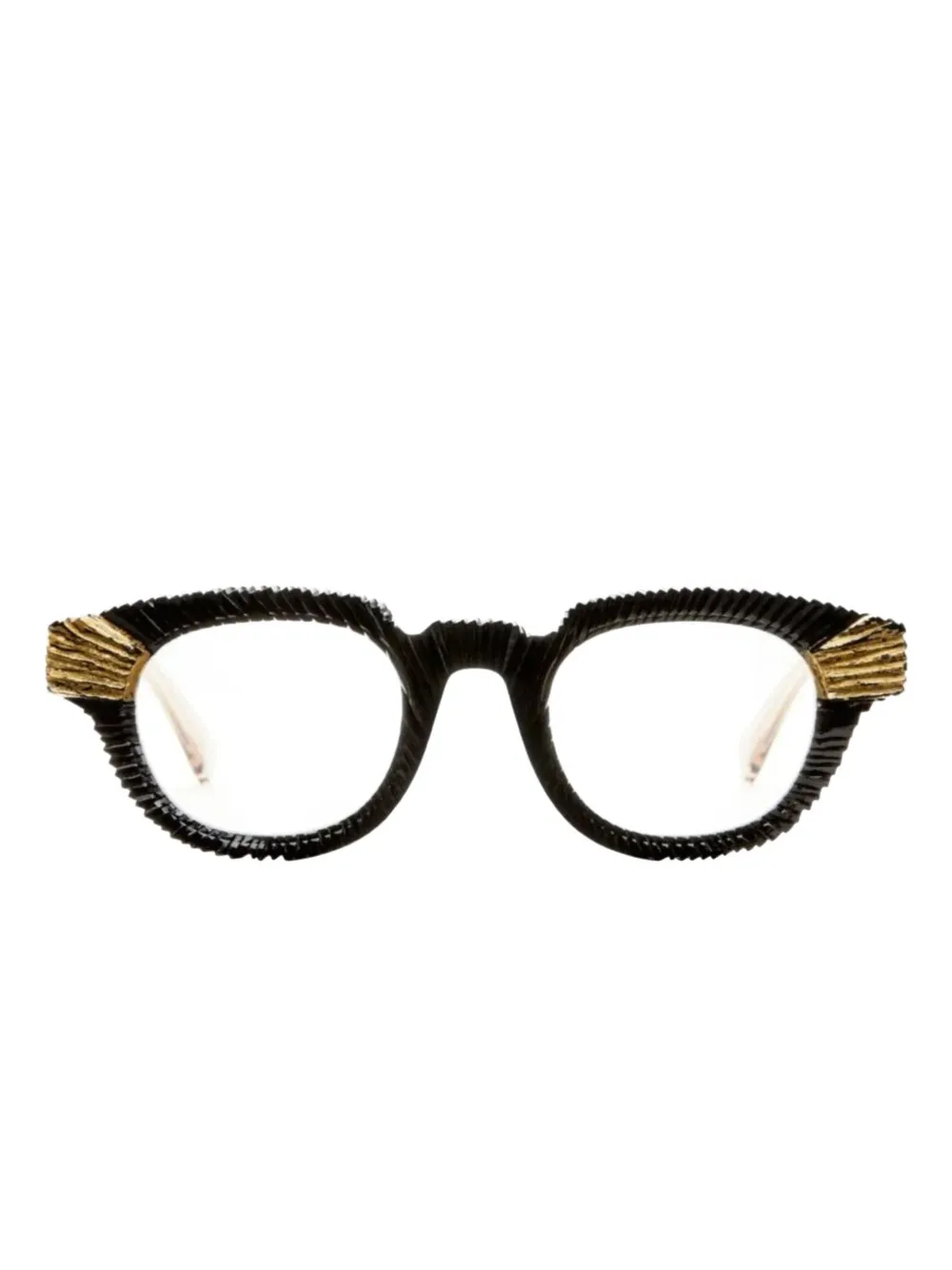 Kuboraum S1 leaf-effect round-frame glasses | Black | Image 1