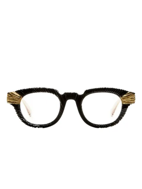 Kuboraum S1 leaf-effect round-frame glasses