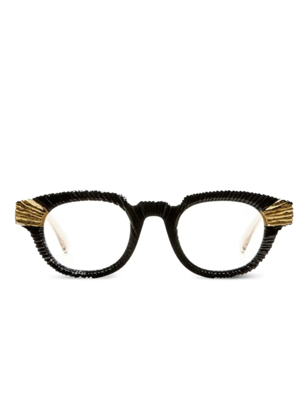 Kuboraum S1 leaf-effect round-frame glasses | Black | Image 1