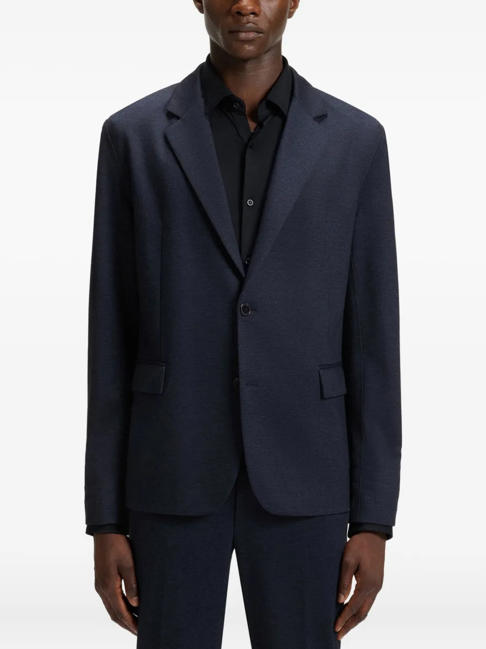 HUGO Blazer met bewerkte revers Blauw