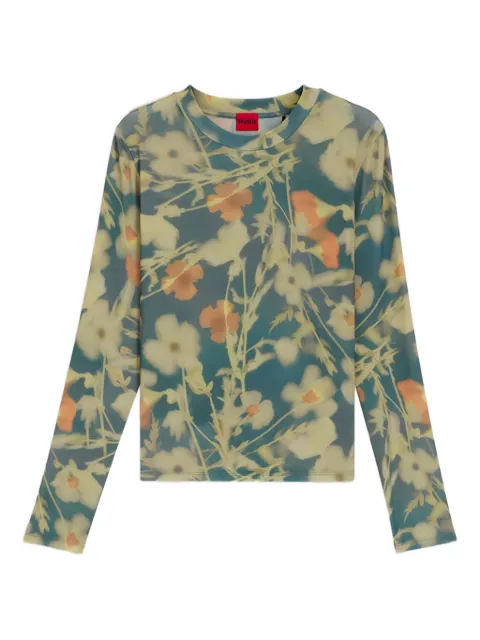 HUGO floral long-sleeve top