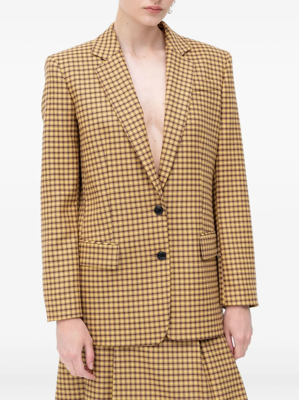 HUGO checked single-breasted blazer | Yellow | Image 1