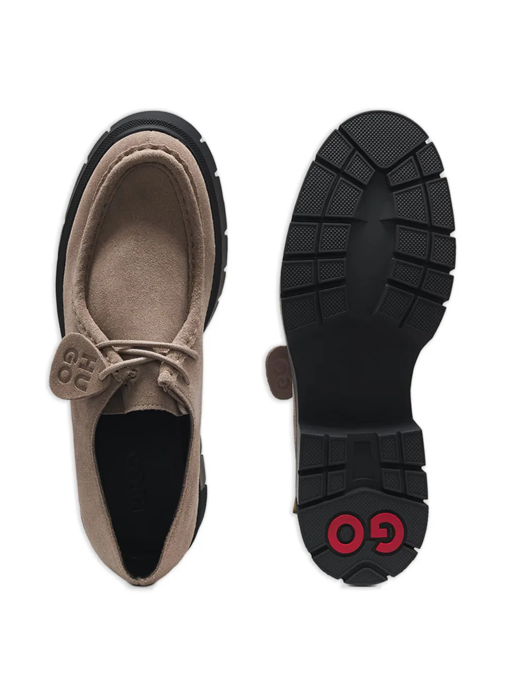 HUGO Derby veterschoenen met plateauzool Beige