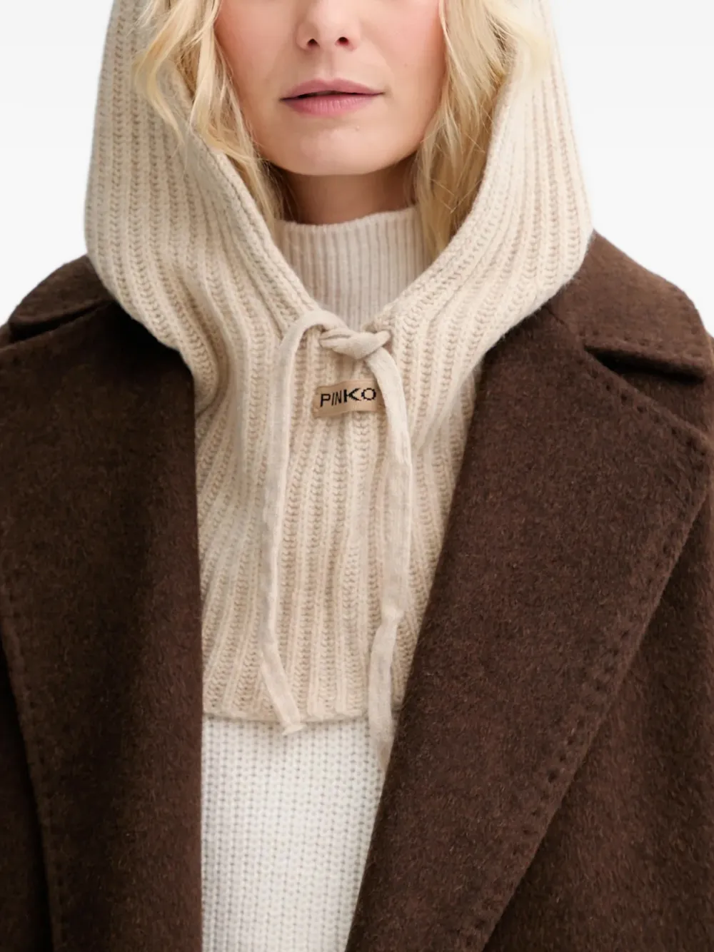 Pinko Ribbed Drawstring Hood In Multi