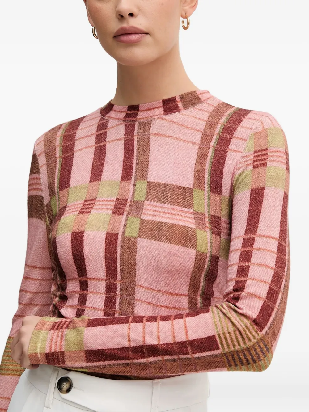 Barbour X Farm Rio Thalita Abstract Tartan Knit Top In Multi