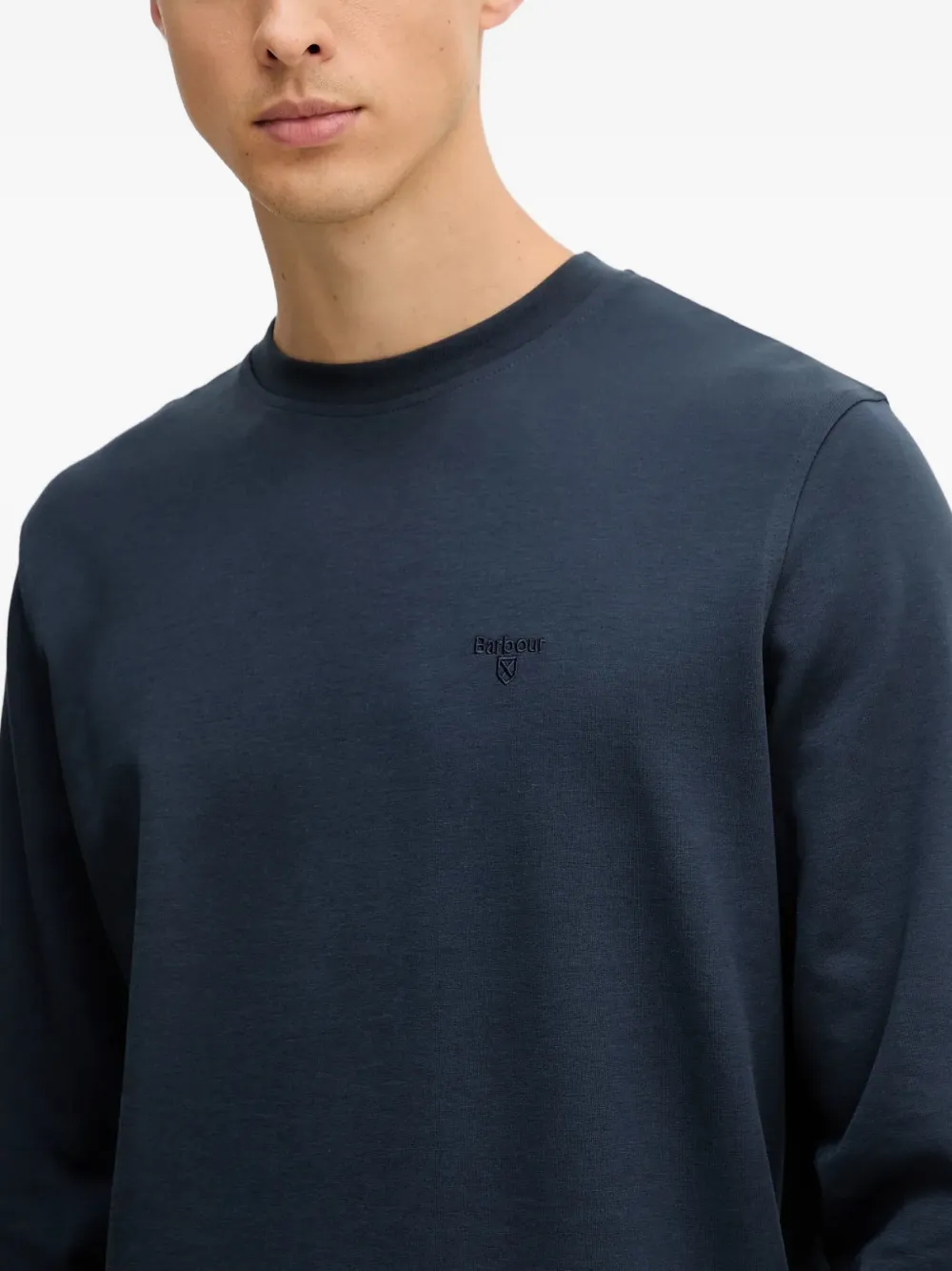 Barbour Sweater met geborduurd logo Blauw