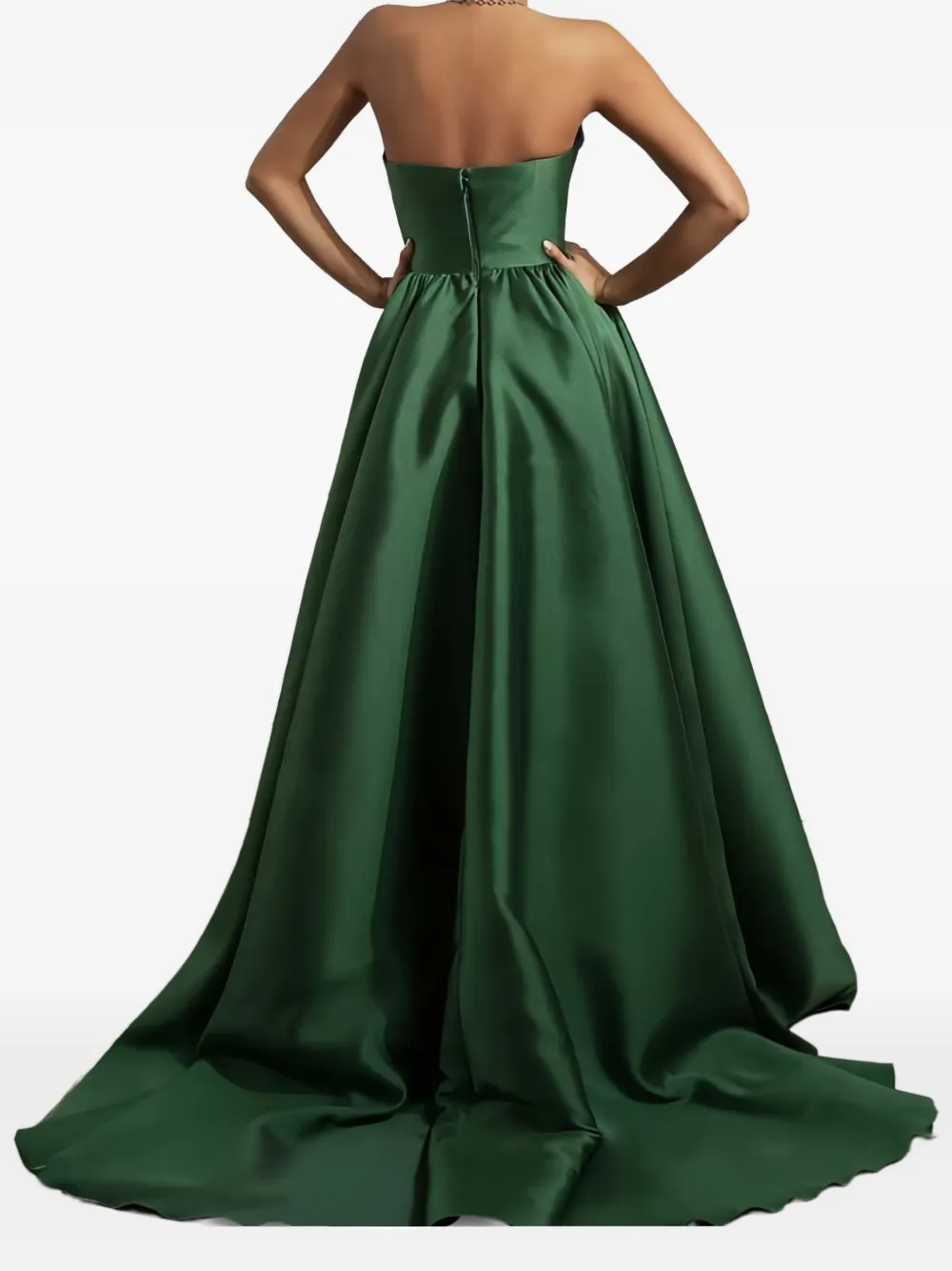 Rhea Costa Alaya Mikado strapless maxi-jurk Groen