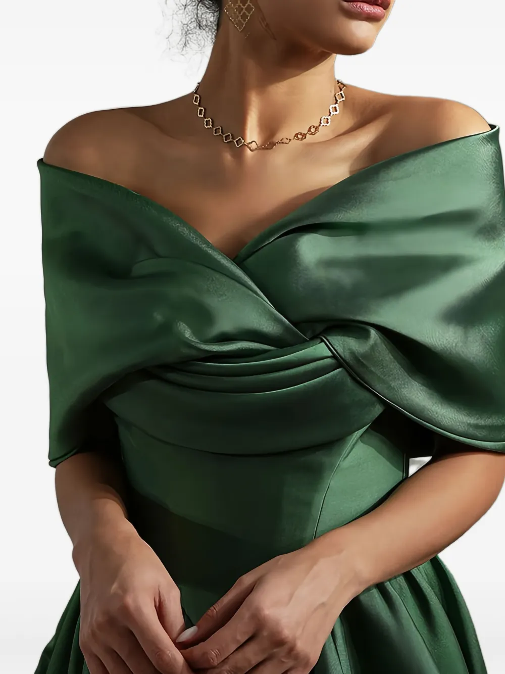 Rhea Costa Alaya Mikado strapless maxi-jurk Groen