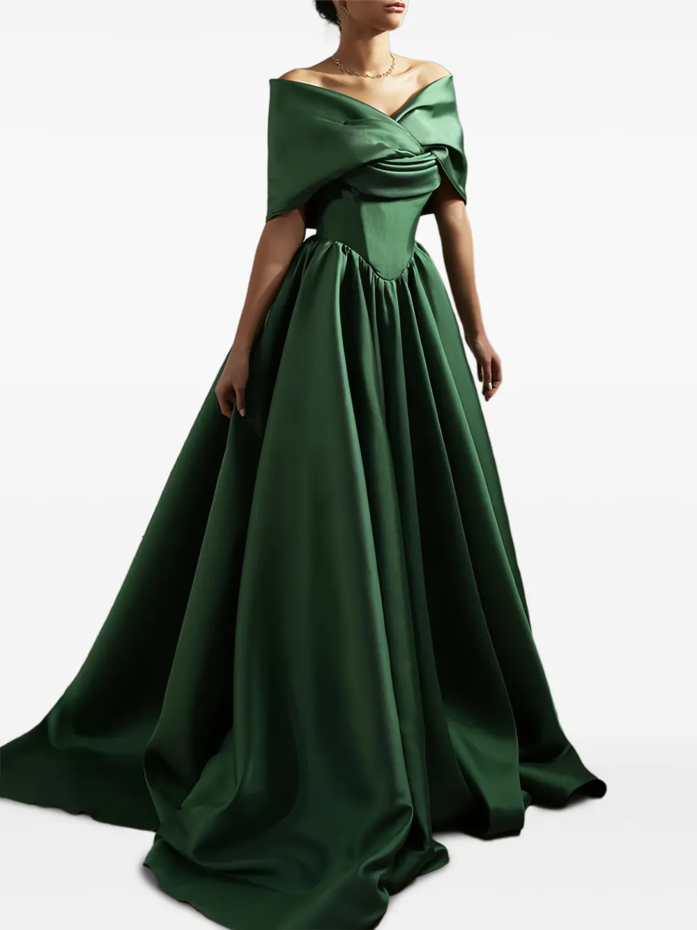 Rhea Costa Alaya Mikado strapless maxi-jurk Groen
